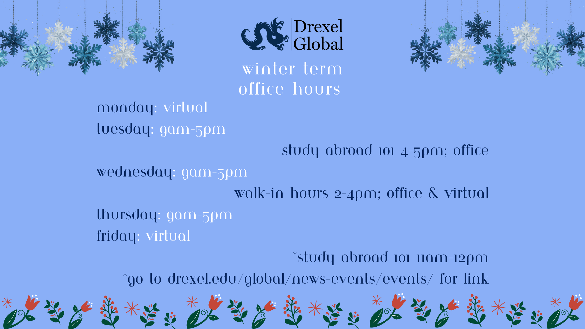 Winter term office hours